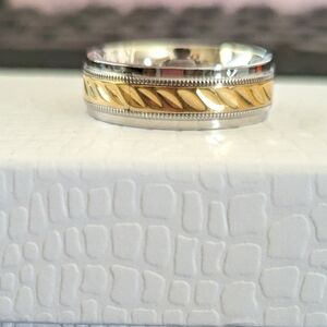 10K Gold & Stainless Steel Wedding Band